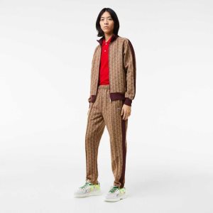 Lacoste Monogram Print Beige Viininpunainen | WAK-408615
