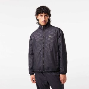 Lacoste Monogram Print Track Jacket Mustat | QCN-180276