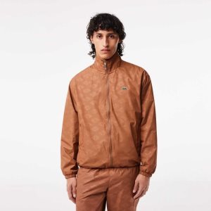 Lacoste Monogram Print Track Jacket Vaaleanruskea | JIY-039257