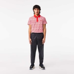 Lacoste Monogram Print Track Pants Mustat | VEW-304526