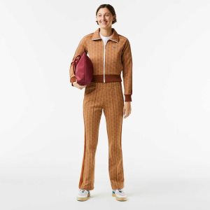 Lacoste Monogram Print Trackpants Beige Ruskea | NWF-704853