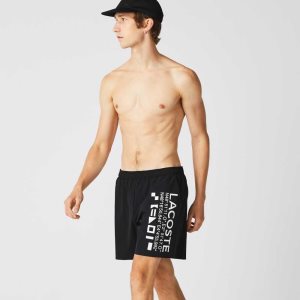 Lacoste Nautical Print Swim Mustat Valkoinen | CEM-804956