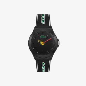 Lacoste Neocroc Black Silikoni Strap Mustat | UME-746528