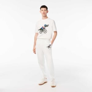 Lacoste Netflix Croc Print Track Valkoinen | DSQ-420387