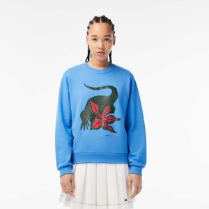 Lacoste Netflix Loose Fit Organic Puuvilla Fleece Sininen | IND-037954