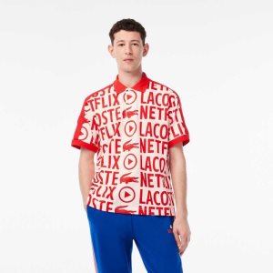 Lacoste Netflix Loose Fit Organic Puuvilla Print Valkoinen Punainen | NOQ-635470