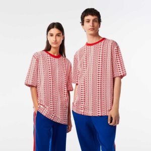 Lacoste Netflix Loose Fit Printed T-Shirt Valkoinen Punainen | ZUP-723519