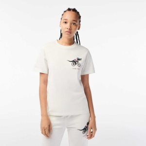 Lacoste Netflix Organic Puuvilla Jersey T-Shirt Valkoinen | XCB-243761