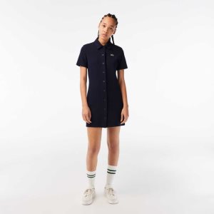 Lacoste Organic Puuvilla Buttoned Polo Laivastonsininen Sininen | VCS-573468