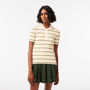Lacoste Organic Puuvilla French Made Raidallinen Polo Valkoinen | LMQ-214675