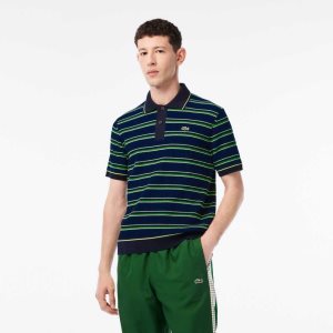 Lacoste Organic Puuvilla French Made Raidallinen Polo Sininen Mustat Valkoinen | RCQ-720589