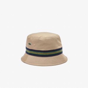 Lacoste Organic Puuvilla Stripe Band Bucket Beige | PIU-972165
