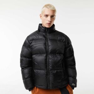 Lacoste Oversized Branded Vesi-Repellent Mustat | UGM-609175