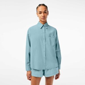 Lacoste Oversized Puuvilla Poplin Shirt Sininen | KFM-628390