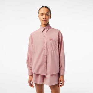 Lacoste Oversized Puuvilla Poplin Shirt Pinkki | WNO-709513