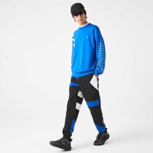 Lacoste Patchwork Vesi-Repellent Trackpants Mustat Sininen Valkoinen | JYW-521396