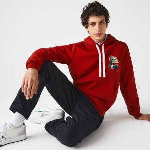 Lacoste Pennants L Badge Hupullinen Puuvilla Fleece Sweatshirt Punainen | VYP-345910
