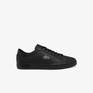 Lacoste Powercourt Burnished Nahkaiset Mustat Mustat | DOY-349152