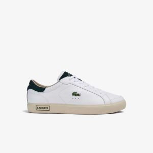 Lacoste Powercourt Nahkaiset Color-Pop Valkoinen Tummanvihreä | KEM-527198