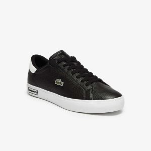 Lacoste Powercourt Nahkaiset Mustat Valkoinen | TZB-708536