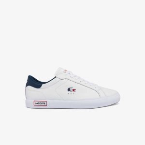 Lacoste Powercourt Nahkaiset Tricolor Valkoinen Sininen Punainen | CZA-890342