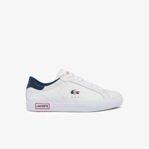 Lacoste Powercourt Nahkaiset Tricolor Valkoinen Sininen Punainen | VQE-648975