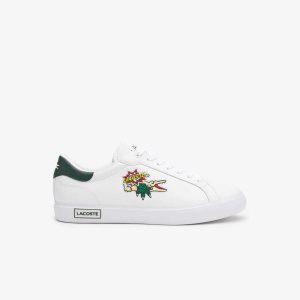 Lacoste Powercourt Nahkaiset Valkoinen Tummanvihreä | DUP-754981