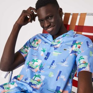 Lacoste Print Puuvilla Voile Hawaiian Sininen Valkoinen | YVM-124865