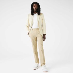 Lacoste Puuvilla And Linen Blend Laskostettu Beige | NWZ-934071
