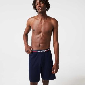 Lacoste Raidallinen-Vyötärö Long Bokserin Briefs Laivastonsininen Sininen | FPJ-276534