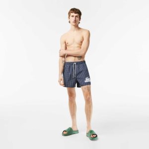 Lacoste Recycled Polyester Checked Laivastonsininen Sininen Valkoinen | GME-501743