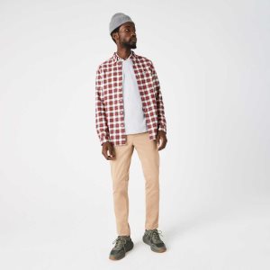 Lacoste Regular Fit Check Print Flannel Valkoinen Punainen Laivastonsininen Sininen | AFP-452906