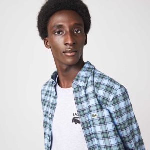 Lacoste Regular Fit Check Print Flannel Sininen Vihreä Laivastonsininen Sininen | XKO-681740