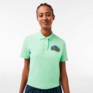 Lacoste Regular Fit Comic Badge Vaaleanvihreä | URJ-102674