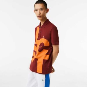Lacoste Regular Fit Contrast Lettering Petit Pique Viininpunainen | KAL-861432