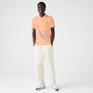 Lacoste Regular Fit Crocodile Print Puuvilla Pique Vaaleanoranssi | BFR-504817