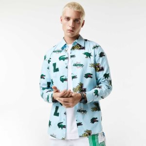 Lacoste Regular Fit Crocodile Print Sininen Valkoinen | EBU-617054