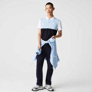 Lacoste Regular Fit Light Hengittävä Colorblock Pique Laivastonsininen Sininen Vaaleansininen Valkoinen | QHA-170296
