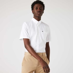 Lacoste Regular Fit Oxford Puuvilla Valkoinen | JWK-389261
