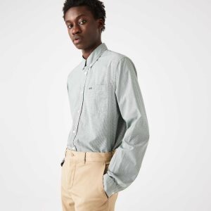 Lacoste Regular Fit Puuvilla Poplin Valkoinen Vihreä | LPV-345076
