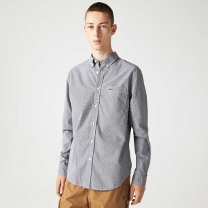 Lacoste Regular Fit Puuvilla Poplin Valkoinen Laivastonsininen Sininen | ROT-603759