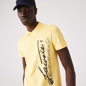 Lacoste Regular Fit Signature Puuvilla Pique Keltainen | IUW-173598