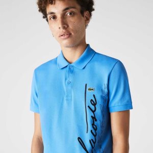 Lacoste Regular Fit Signature Puuvilla Pique Sininen | YGJ-106924