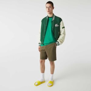 Lacoste Regular Fit Stretch Organic Puuvilla Bermuda Khaki Vihreä | TIS-829547