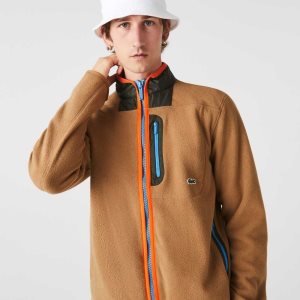 Lacoste Relaxed Fit Polar Fleece Zip Ruskea Khaki Vihreä | ZQL-938061