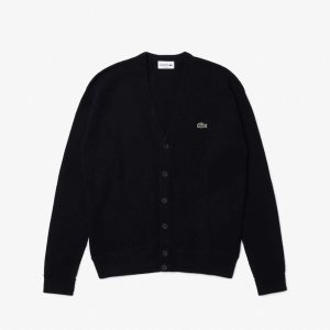 Lacoste Relaxed Fit Tone-on-Tone Buttons Villa Cardigan Laivastonsininen Sininen | WYN-371254