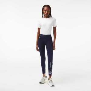 Lacoste SPORT 7/8 Length Recycled Polyester Leggings Laivastonsininen Sininen | YGF-703549