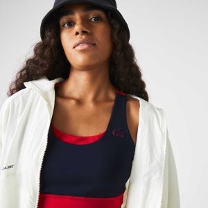Lacoste SPORT Colorblock Recycled Polyester Sports Bra Laivastonsininen Sininen Punainen Vihreä | YAG-607284