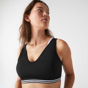 Lacoste SPORT Contrast Accents Sports Bra Mustat Valkoinen Mustat | WRK-264739