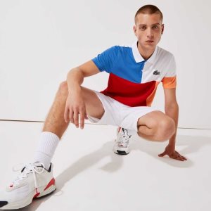 Lacoste SPORT Hengittävä Colorblock Pique Valkoinen Sininen Punainen Oranssi Mustat | VMS-658194